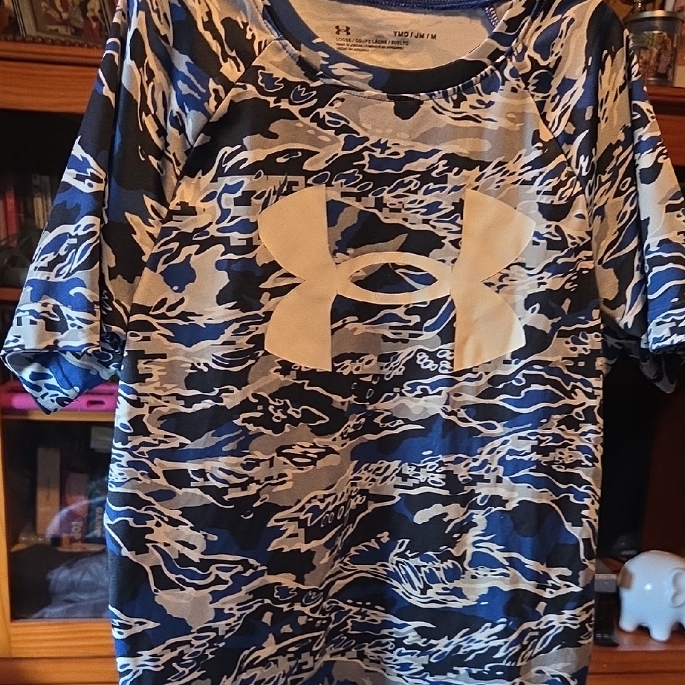 Under Armour White and Blue Camo Tee